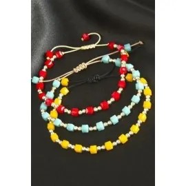 Küp Top Metal Kristal Bileklik-Turkuaz