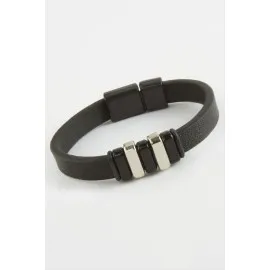 Mıknatıslı Orjinal Deri Bileklik-Siyah