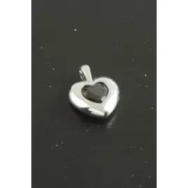 Kalp Zirkon Taşlı Tek Kulplu Aparat 1 Adet-Siyah