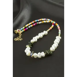 Deniz Yıldızı İnci Kolye-Asker Yeşili