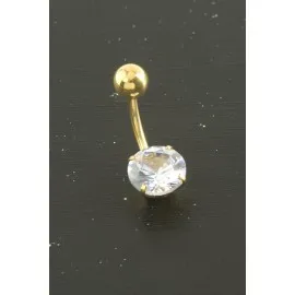 Yuvarlak Zirkon Taşlı Çelik Piercing 1 Adet-Gümüş Rengi