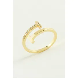 Çivi Zirkon Taşlı Yüzük-Sarı