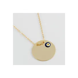 Yuvarlak İsim Yazılabilir Boş Plaka Kolye-Sarı