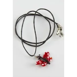 Kelebek Cam Kolye-Renkli