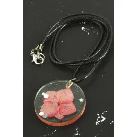 Ortanca Çiçek Epoksi Kolye-Yavruağzı