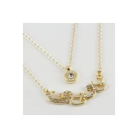 Vav Figürlü Yeni Sezon İkili Kolye-Sarı