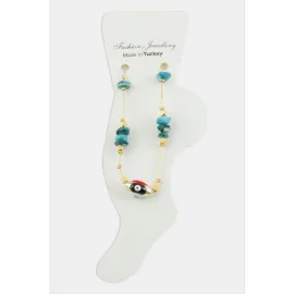 Nazar Göz Kırık Doğaltaşlı Halhal-Kırmızı