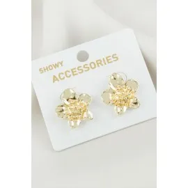 Çiçek Metal Küpe-Sarı