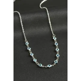 Nazarlı Mineli Kolye-Açık Mavi