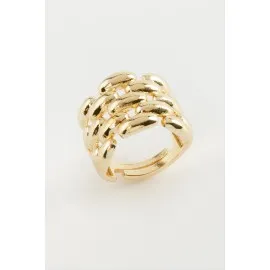 Zincir Şekilli Metal Yüzük-Sarı