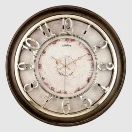 DUVAR SAATİ KAHVERENGİ İÇİ KREM 45CM KABARTMA RAKAM METAL AKREP YELKOVAN AKAR SANİYE