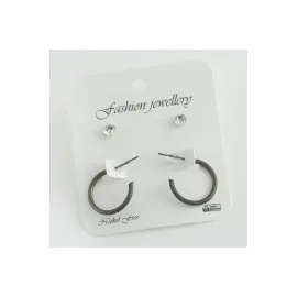 4Lü Ezme Halka Küpe 2 Cm-Siyah