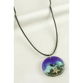 Deniz Yıldızı Epoksi Kolye-Mor