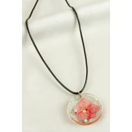 Ortanca Çiçek Epoksi Kolye-Yavruağzı