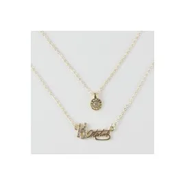 Atatürk Figürlü İkili Kolye-Sarı