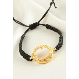 Çeyrek Altın Koyulabilir Makrome Örgülü Bileklik-Sarı