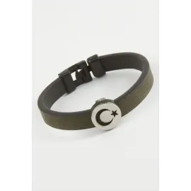 Ay Yıldız Kaliteli Suni Deri Bileklik-Yeşil