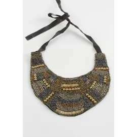 Etnik Kum Boncuk Yaka Kolye-Renkli