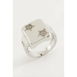 Yıldız Zirkon Taşlı Yüzük-Gümüş Rengi