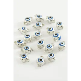 Nazar Çift Kulplu Mineli Bileklik ve Kolye Ucu Aparatı 1 Adet-Açık Mavi