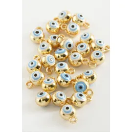 Nazar Tek Kulplu Mineli Bileklik ve Kolye Ucu Aparatı 1 Adet-Beyaz