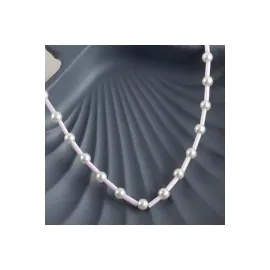 İnci Boncuk Kolye-Açık Pembe