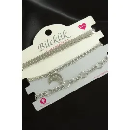 Karışık Trend Zincir Bileklik-Gümüş Rengi
