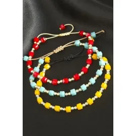 Küp Top Metal Kristal Bileklik-Turkuaz