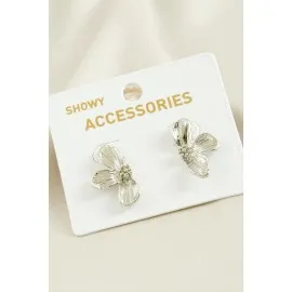 Orkide Trend Metal Küpe-Gümüş Rengi