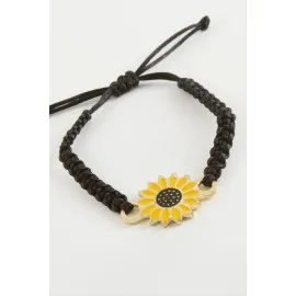 Papatya Makrome Örgülü Bileklik-Sarı