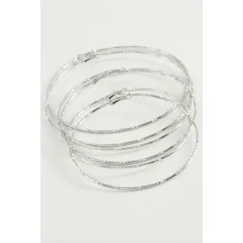 Noktalı Metal Halka Küpe 6 Adet-Gümüş Rengi