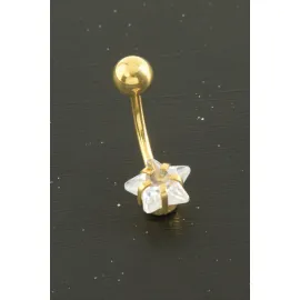 Yıldız Zirkon Taşlı Çelik Piercing 1 Adet-Sarı