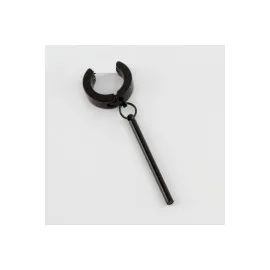 Çubuk Figürlü Mıknatıslı Çelik Erkek Küpe Kıstırmalı 1 Adet-Parlak Siyah