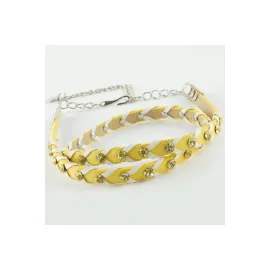 Örgülü Deri Taşlı Kemer-Siyah