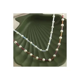 İnci Boncuk Kolye-Sarı