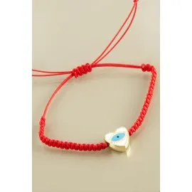 Kalp Göz Makrome Örgülü Bileklik-Renkli