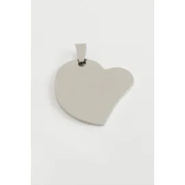 Kalp İsim Yazılabilir Çelik Kolye Ucu 3,5 Cm-Gümüş Rengi