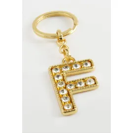 Sarı Renkli Taşlı Harf Anahtarlık-F