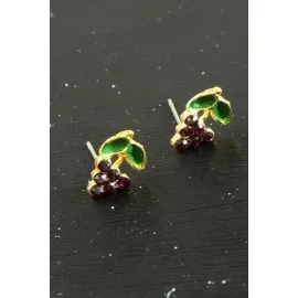 Üzüm Taşlı Minik Küpe-Sarı