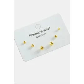 6 Adet Top Çelik Küpe-Sarı