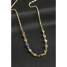 Nazarlı Mineli Kolye-Renkli