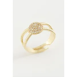 Yuvarlak Taşlı Yüzük-Sarı