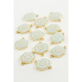 Çiçek Çift Kulplu Mineli Bileklik Ve Kolye Ucu Aparatı 1 Adet-Açık Mavi