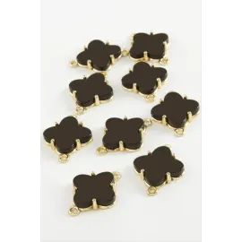 Çiçek Tek Kulp Polyester Bileklik ve Kolye Ucu Aparatı 1 Adet-Siyah