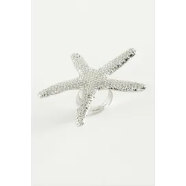 Deniz Yıldızı Metal Yüzük-Gümüş Rengi