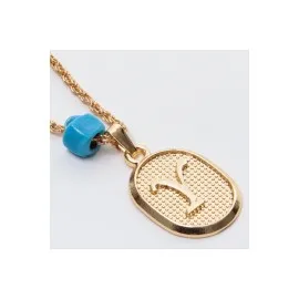 Plastik Boncuklu Burgulu Harfli Kolye-Y