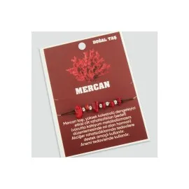 Mercan Doğaltaşlı İp Bileklik-Kırmızı