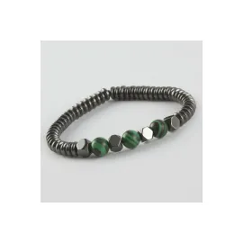 Hematit - Mat Onix Doğaltaş Bileklik-Antrasit