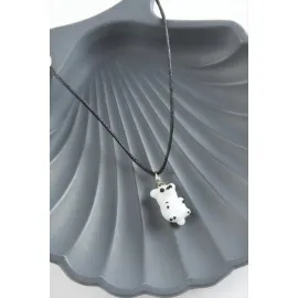 Kutup Ayısı Cam Kolye-Beyaz