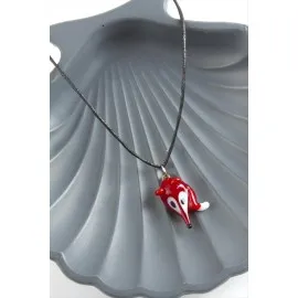 Tilki Cam Kolye-Kırmızı